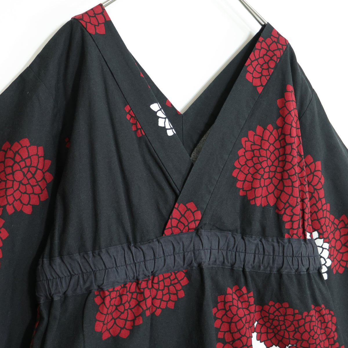 【美品】SOUSOU ソウソウ★綿麻混！みたて衣  サイズM 黒×白×赤系 ワンピース z22473