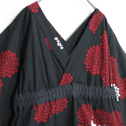 【美品】SOUSOU ソウソウ★綿麻混！みたて衣  サイズM 黒×白×赤系 ワンピース z22473