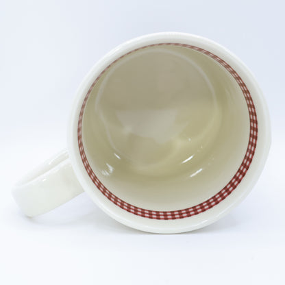 ピンクハウス★チェック柄マグカップ ロゴ入 陶器 コップ  ギンガムチェック アイボリー系 so402