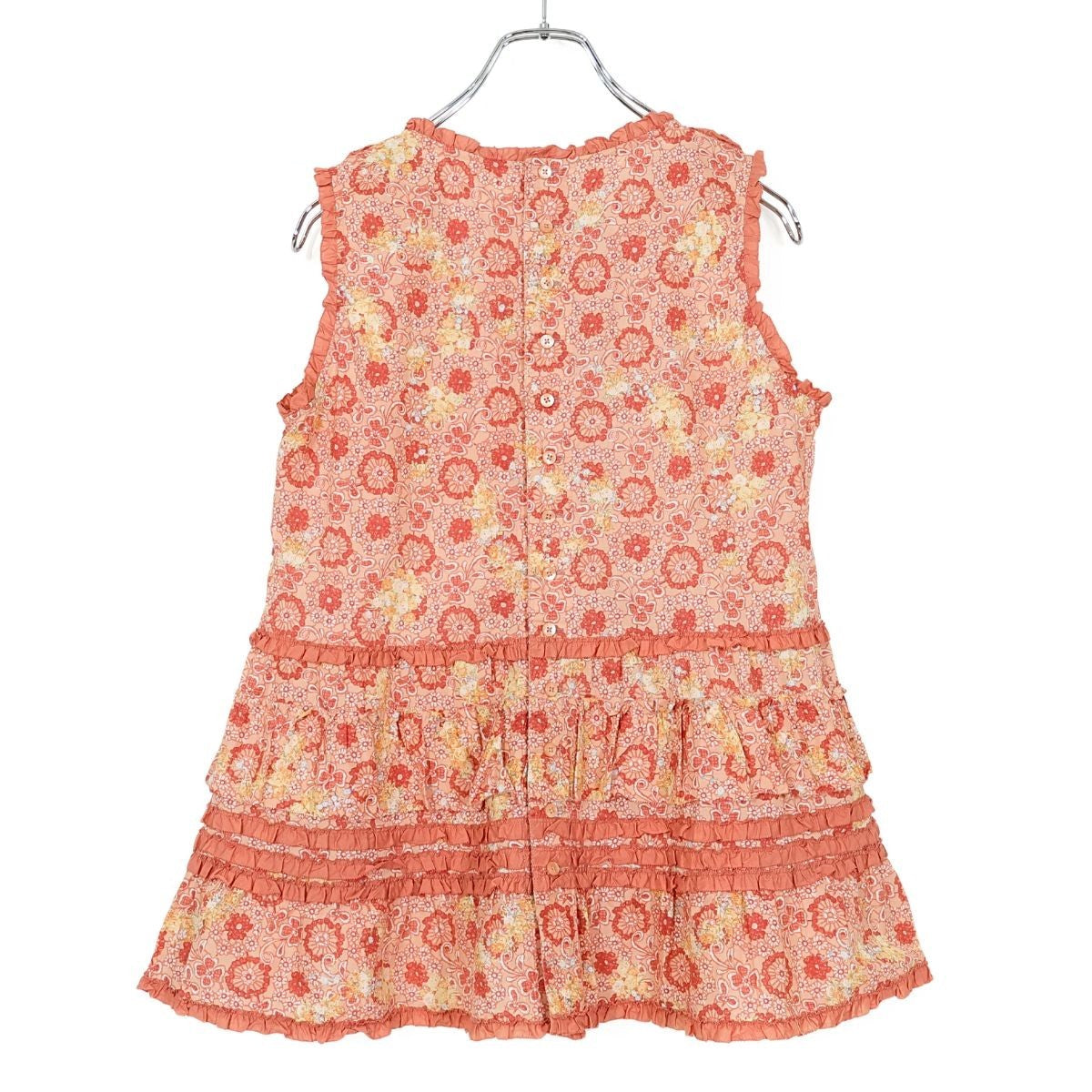 ピンクハウス★段々フリル使い♪ノースリーブブラウス オレンジ系 花柄 z22064
