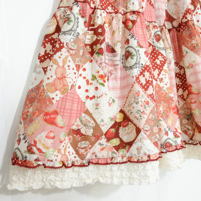 【新品タグ付】ピンクハウス★PH Tea Party♪半袖ワンピース 赤系 ロゴ刺しゅう♪2025年製 残布有 z22159