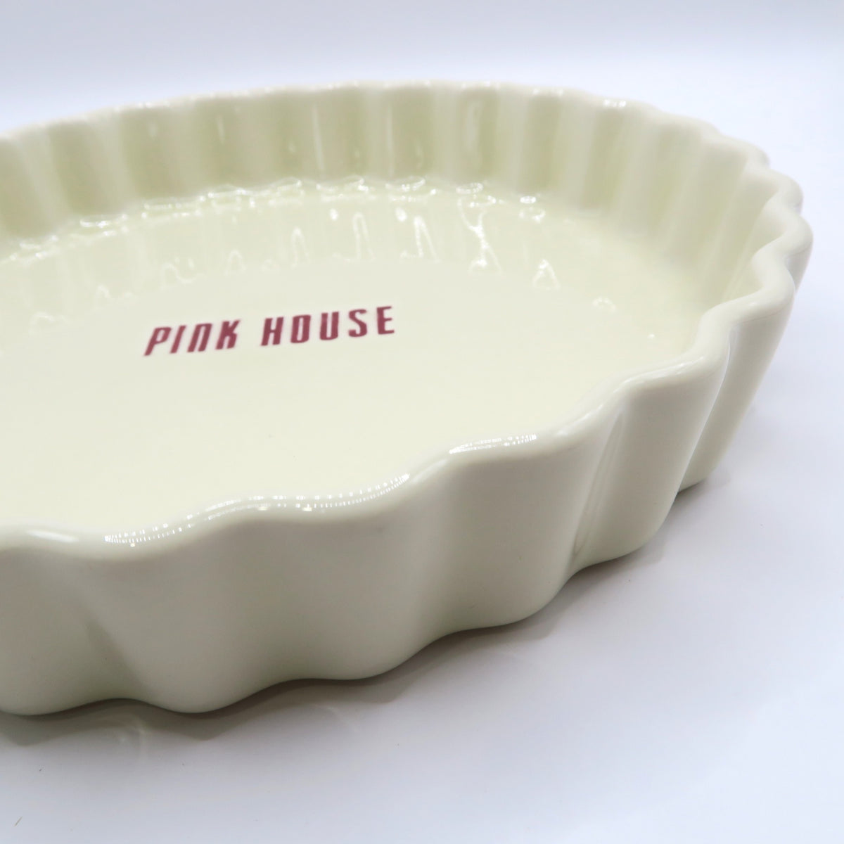 【未使用品】ピンクハウス★ロゴ入タルト型 陶器 プレート ケーキ皿 グラタン皿 食器   アイボリー系 so340