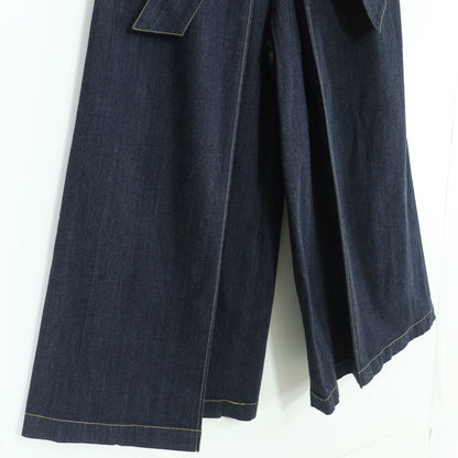 【美品・紙タグ付】ピンクハウス★ラップ風♪綺麗なインディゴブルー♪ワイドデニム 大きいサイズ4(L) 紺系 z19637