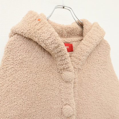 ピンクハウス★くま耳つき♪ボアのフード付きケープコート ポンチョ ピンクベージュ系 無地 厚手 z23333