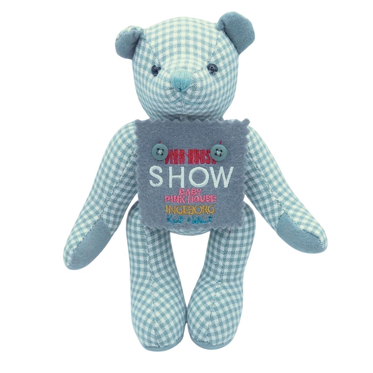 【レア】ピンクハウス★SHOWゼッケン テディベアぬいぐるみマスコット ギンガムチェック ブルーグリーン系 ＊so172