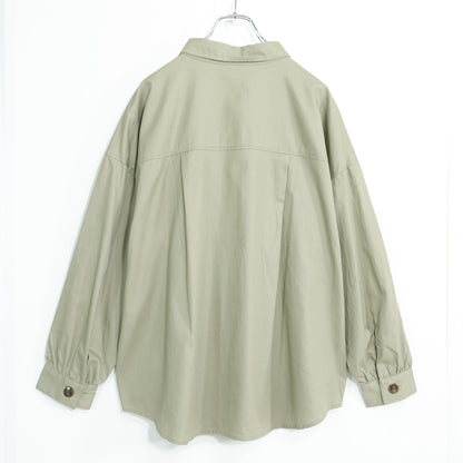【新品タグ付】COLZA★ゆったり長袖シャツ 大きいサイズLL カーキ系 無地 薄手 z22873