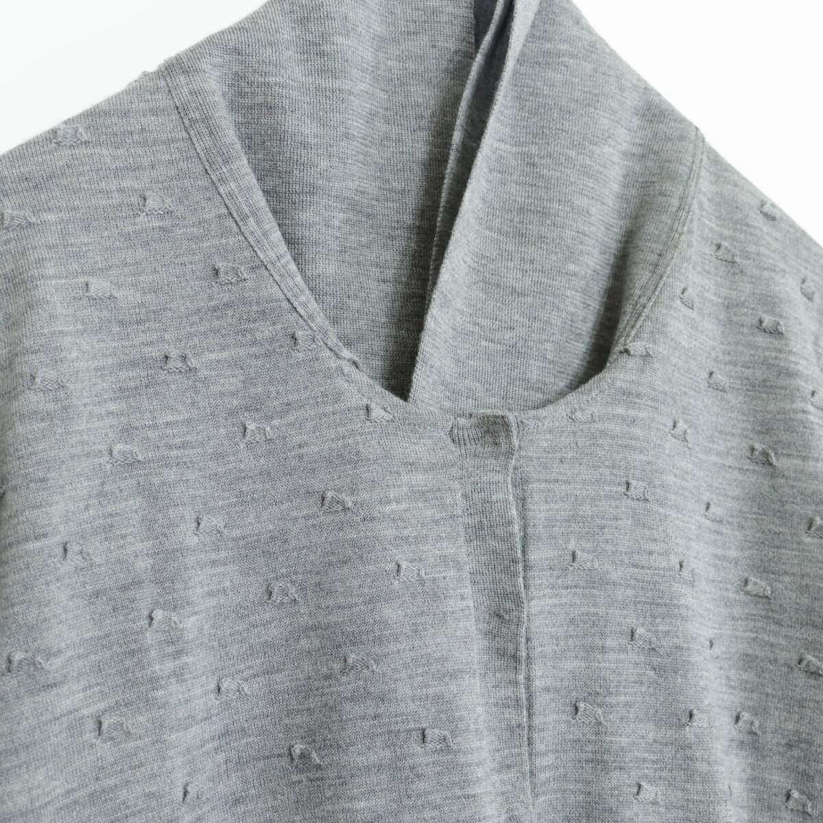 【極美品】ミラショーン★高級感！カシミヤ混 落ち着いた雰囲気 ボウタイ付き ニット カーディガン サイズ40 グレー系 *z21167