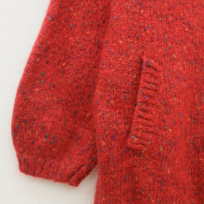 【美品】ピンクハウス★主役級♪リボン目を惹く♪ロングカーディガン 赤系 厚手 z23255