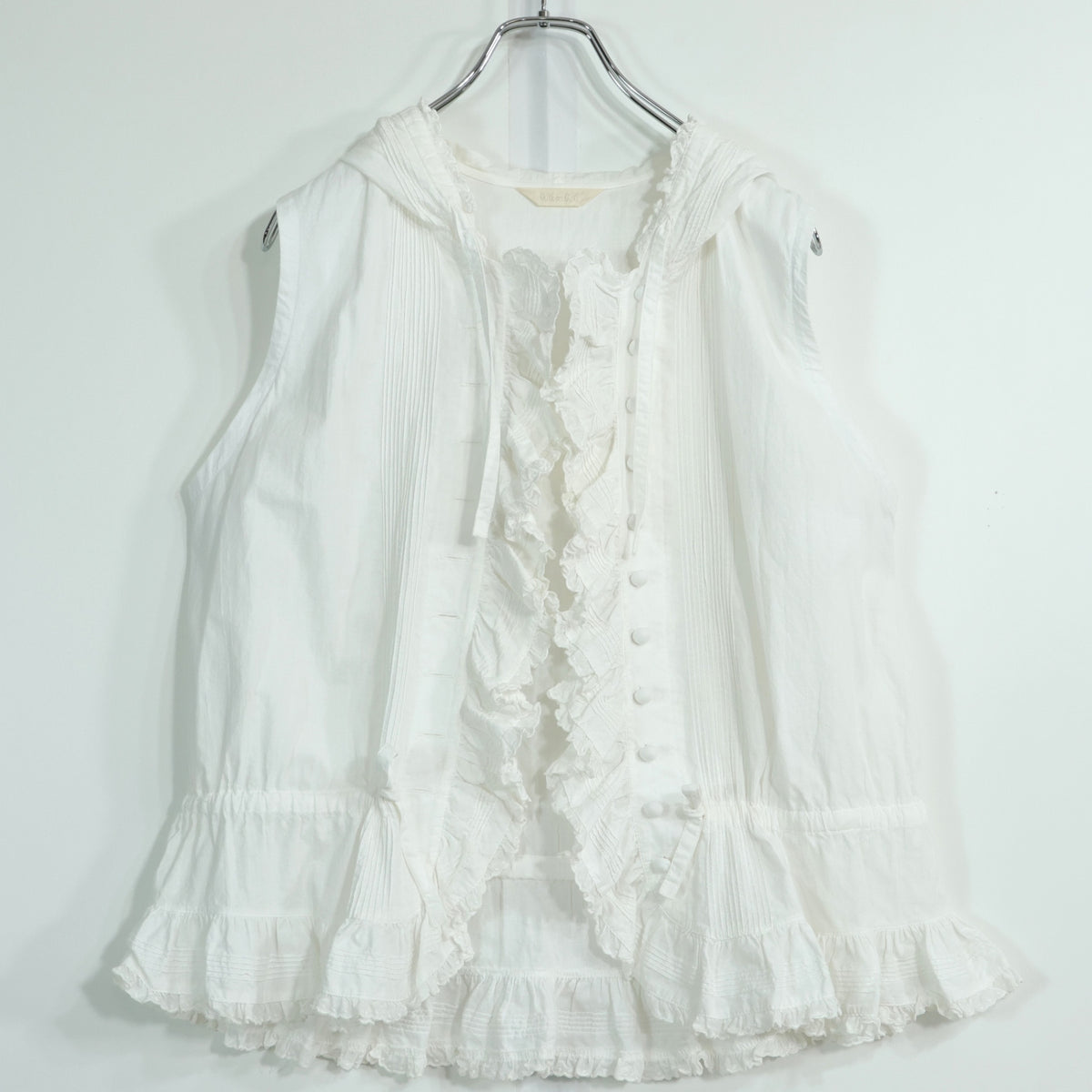 オリーブデオリーブ★涼しげ♪たっぷりフリルのブラウス はおりもの フーディ 白系 前開き 無地 z22381