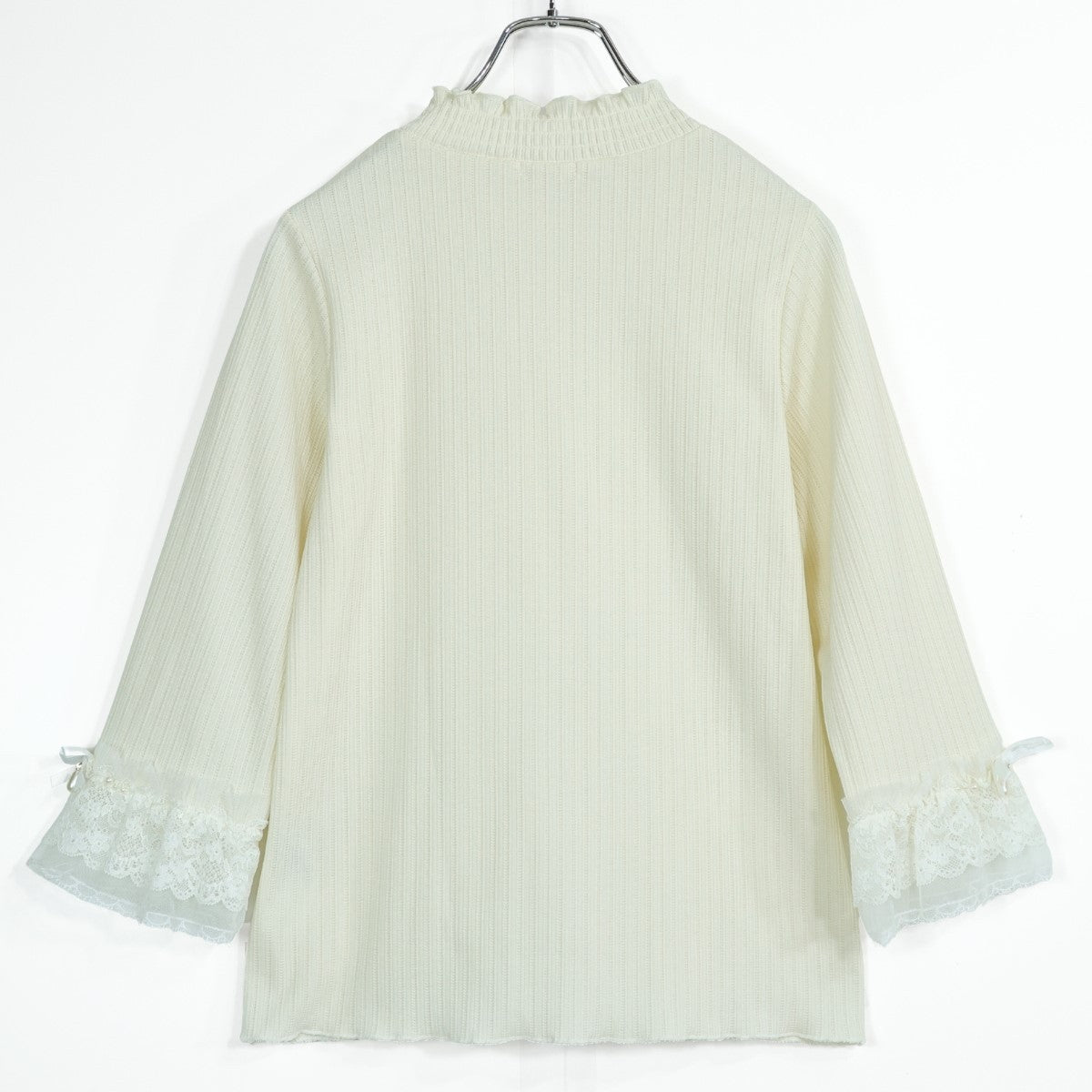 【美品】アクシーズファム★キュートなレース♪ハイネックカットソー サイズF アイボリー系 z22667