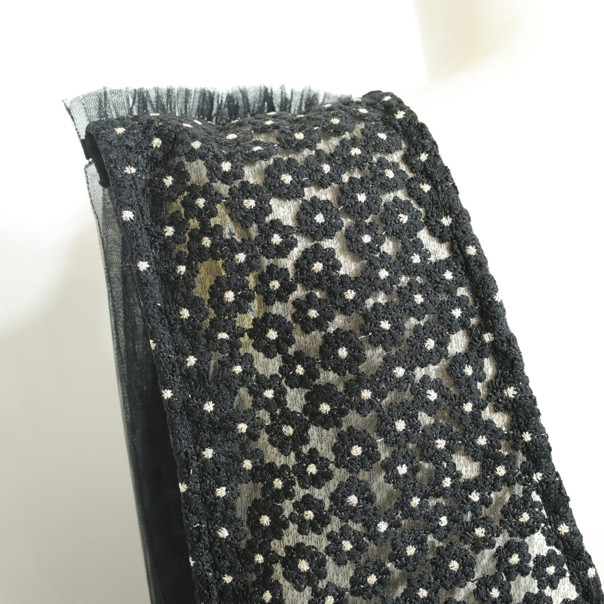【美品】ヒロミシスル HiROMITHiSTLE★チュールレース♪ベスト はおりもの サイズF 黒系 お花モチーフ♪z22358