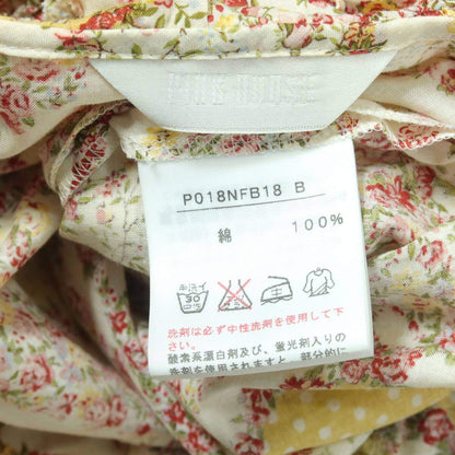 【美品】ピンクハウス★ローズ&ドット♪パッチワーク風ローンチュニックブラウス イエロー系 前開き 段々フリル♪z19582