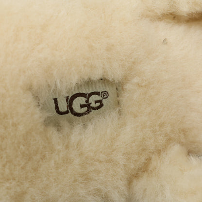 【美品！】UGG アグ★ポンポン付きリボンが可愛い♪ ファースリッパ ルームシューズ 大きいサイズ26.5 ブラウン系 sh201