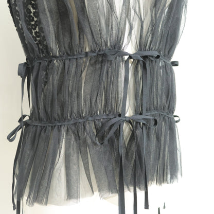 【美品】ヒロミシスル HiROMITHiSTLE★チュールレース♪ベスト はおりもの サイズF 黒系 お花モチーフ♪z22358