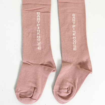 【美品】ベビーピンクハウス★ロゴタイツ キッズ 女の子  くすみピンク Lサイズ ピンク系 so387