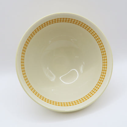 ピンクハウス★チェック柄ボウル ロゴ入 陶器 小どんぶり 皿 ギンガムチェック 黄色系 so343