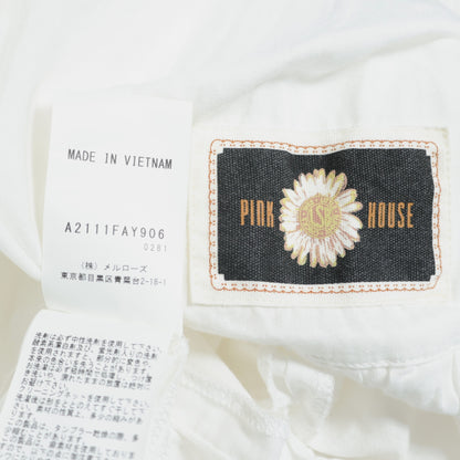 ピンクハウス★はしごレース&刺しゅう♪長袖ワンピース 白系 ふんわりフォルム♪薄手 z22533