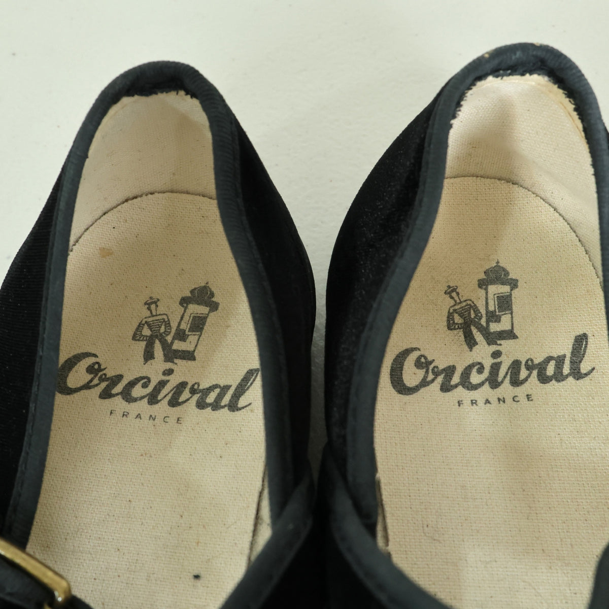 ORCIVAL オーシバル★ベロア♪フラットシューズ 23.5cm 黒系 ワンストラップ ラバーソール sh237
