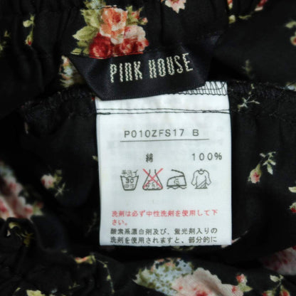 【美品】ピンクハウス★豪華！ボリューム感 アンティーク調 薔薇のブーケpt 前開き ティアード スカート 黒系 *z19535