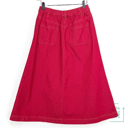 【美品】ピンクハウス★ラビット刺しゅう　デニムスカート サイズ3(M) 赤系 ウサギの刺しゅうがキュート！ z10965