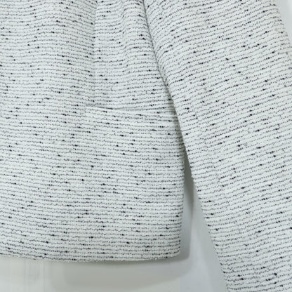 【極美品】PLST プラステ★上品♪ノーカラージャケット ツイード 大きいサイズXXL 白系 z22733
