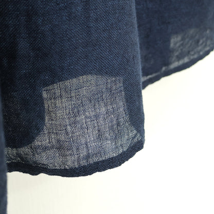 【美品・紙タグ有】中川政七商店★麻のかや織 ギャザースカート 紺系 麻100% 涼しげな透け感♪無地 z23315