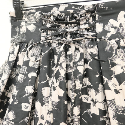 【美品】マーリエ ル カセット★ セットアップ ふんわりブラウス&ボリュームロングスカート サイズ7 黒系 シックな花柄♪z23310