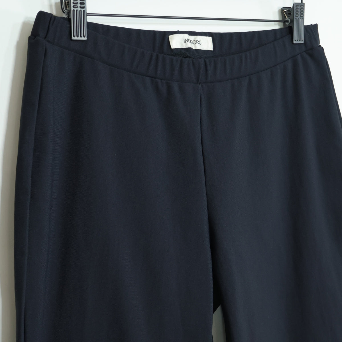 【美品】インゲボルグ★裾レース付き♪クロップドパンツ ストレッチ サイズ11号 濃紺系 無地 z22320