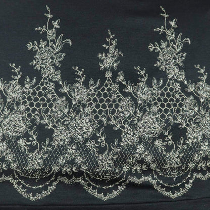 【美品】インゲボルグ★繊細！フラワーレースプリント 美シルエット ワンピース 黒系 サイズ11 ＊z14916