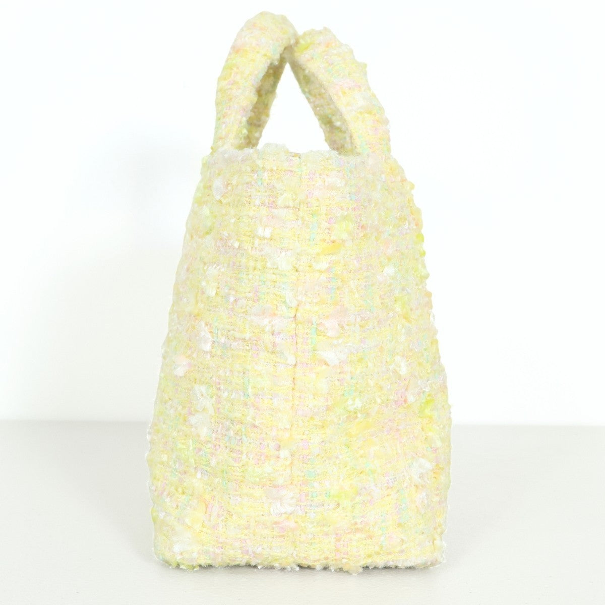 【美品】Magnolie★パステルカラーが可愛い♪ ツイードバッグ 黄色系 ba223