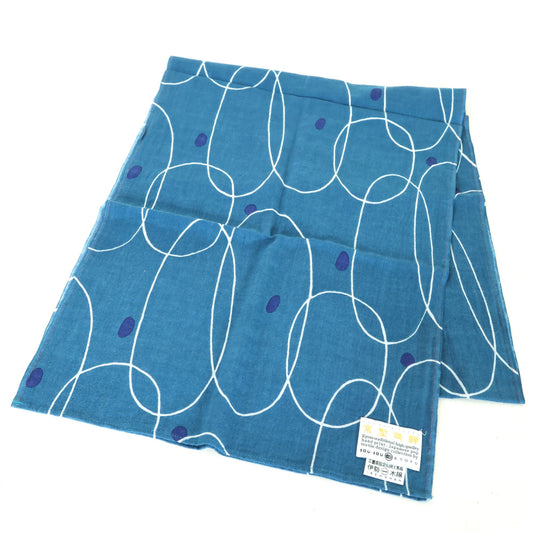 【美品】ソウソウ SOUSOU★伊勢木綿 くびまき 輪ゴム 寂納戸 青緑系 スカーフ バンダナ so0269