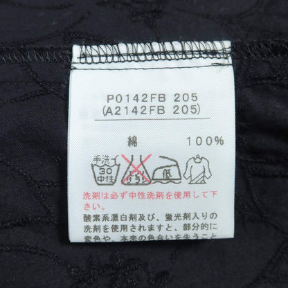 【美品】ピンクハウス★繊細花刺しゅう＆レース♪七分袖カットソー 黒系 美しいレース使い 異素材ミックス z14521