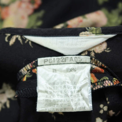 ピンクハウス★薔薇ブーケptワンピース 黒系 前開き 折りたたみピンタック&リボン♪薄手＊ z20116