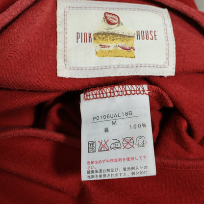 ピンクハウス★スイーツpt&ギンガムリボン♪長袖カットソー Tシャツ サイズM 赤系 無地 z22625