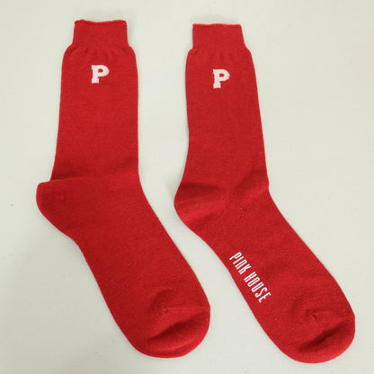 ピンクハウス★イニシャルP クルーソックス 靴下 赤 白Pロゴ 定番 赤系 so376
