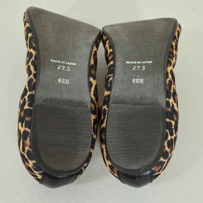 【美品】サンクレール★レオパード柄♪バレエシューズ 大きいサイズ27.5㎝ ブラウン系 外箱なし *sh218