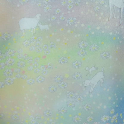 【美品】フランシュリッペ★ロマンティック♪ワンピース サイズM 虹色系 替え襟付き♪花と森プリント♪z15803