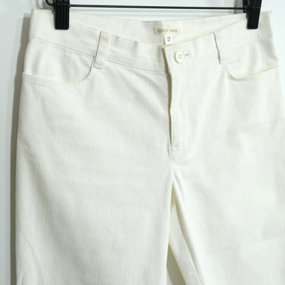 レストローズ L'EST ROSE ★ 裾フリル ストレッチ デニム クロップドパンツ  サイズ2 白系 z22942