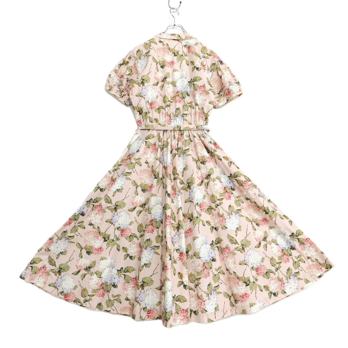 インゲボルグ★紫陽花pt♪半袖ワンピース ピンク系 前開き クラシカルデザイン♪薄手 z21979