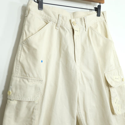 カールヘルム★コットンパンツ ロング丈 サイズM アイボリー系 無地 z22621