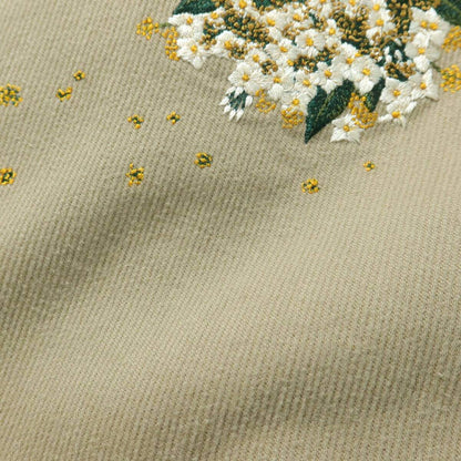 ピンクハウス★可愛い！ひな菊ブーケ刺繍♪ジャンパースカート コーデュロイ 薄茶系 リボン&ワッペン♪厚手 z20133
