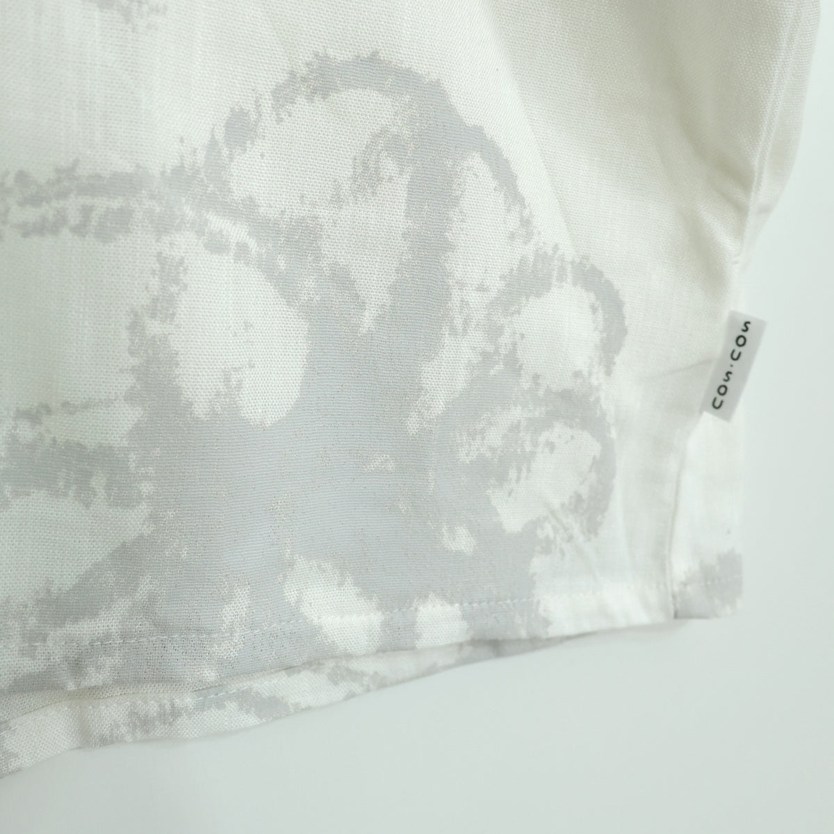 【美品！】SOUSOU ソウソウ★薙刀四角衣 貫頭衣 サイズS 白×グレー系 麻混 フレンチ袖カットソー z22724