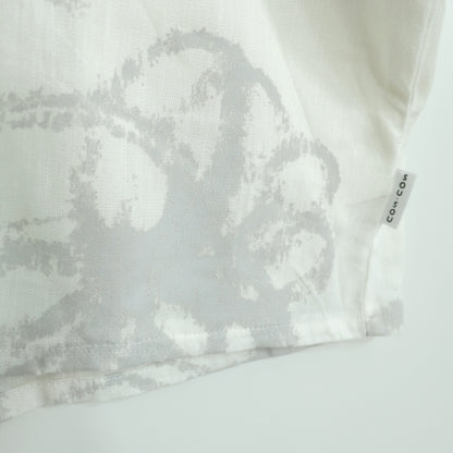 【美品！】SOUSOU ソウソウ★薙刀四角衣 貫頭衣 サイズS 白×グレー系 麻混 フレンチ袖カットソー z22724