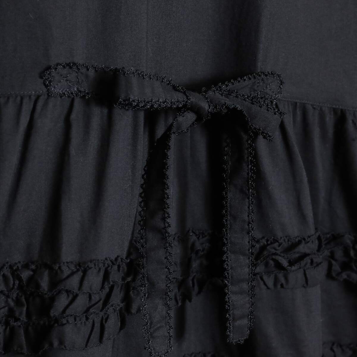 【美品】ピンクハウス★たっぷり贅沢フリルが印象的♪チュニックワンピ ふんわりフォルム♪ 黒系＊ z17201
