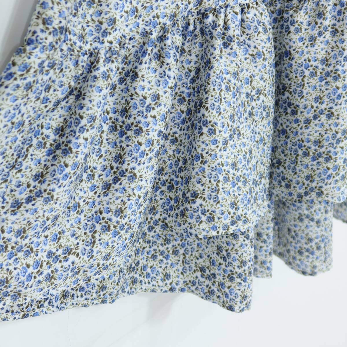【美品】ZARA ザラ★小花柄マキシワンピース ホールターネック サイズM ブルー系 薄手 z19491