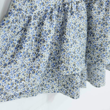 【美品】ZARA ザラ★小花柄マキシワンピース ホールターネック サイズM ブルー系 薄手 z19491