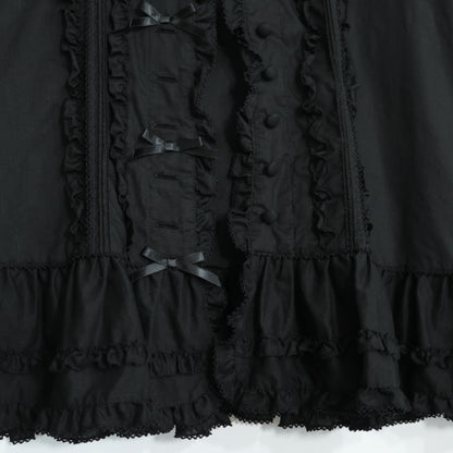 【美品】ピンクハウス★サテンリボンいっぱい♪ノースリーブローンブラウス 黒系 前開き 2023年製！薄手 z22173