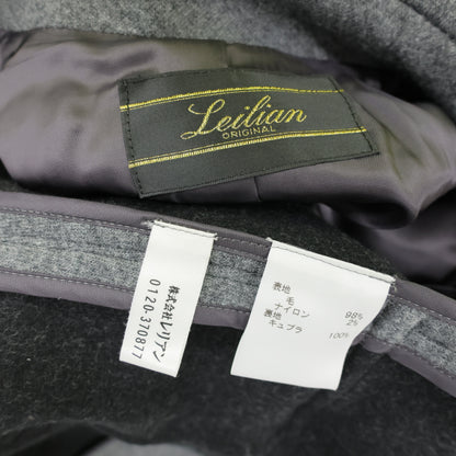 【美品・紙タグ有】レリアン★上質素材♪ウール混ハーフコート サイズ9 グレー系 無地 厚手 残布付 z23507