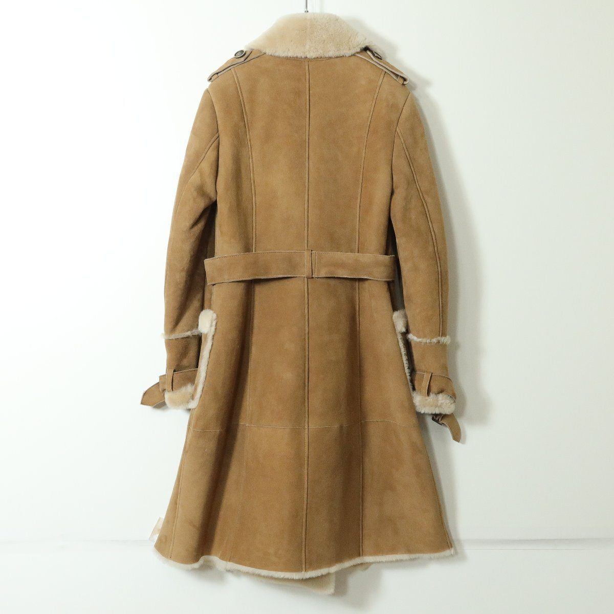 【美品】バルマン BALMAIN★上質！ムートンコート 本革 サイズ9 キャメル系 リアルファー ＊z11217