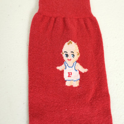 【美品】ピンクハウス★キューピーが可愛い　キャラクター ハイソックス 靴下 赤系 so379